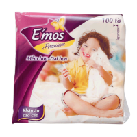 Khăn giấy ăn E'mos Premium 1 lớp 100 tờ chính hãng giá rẻ tại VPP Bến Tre