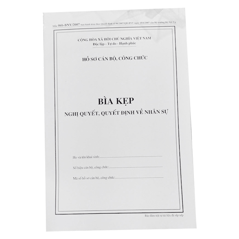 bìa kẹp nghị quyết, quyết định nhân sự cán bộ