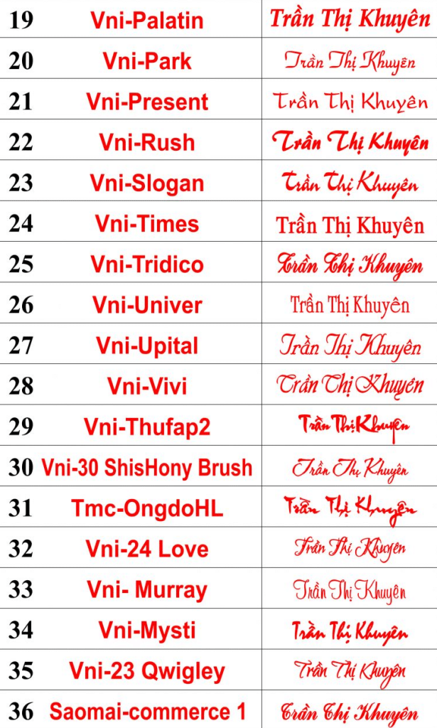 font chữ làm mộc và con dấu mới nhất 2024