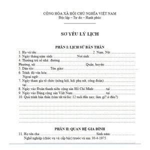 mẫu sơ yếu lý lịch trong hồ sơ xin việc làm