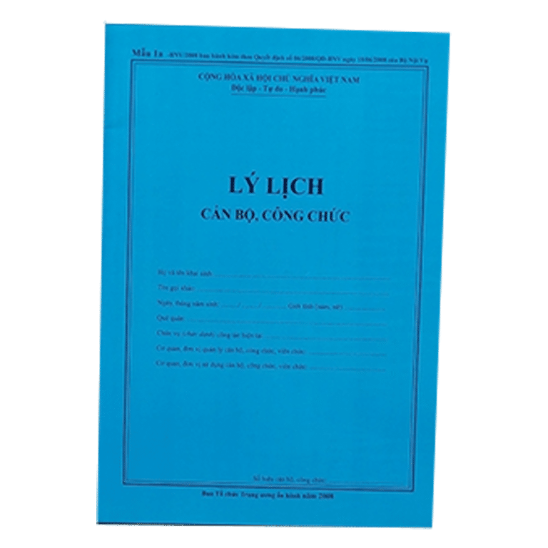 quyển hồ sơ lý lịch cán bộ công chức đầy đủ