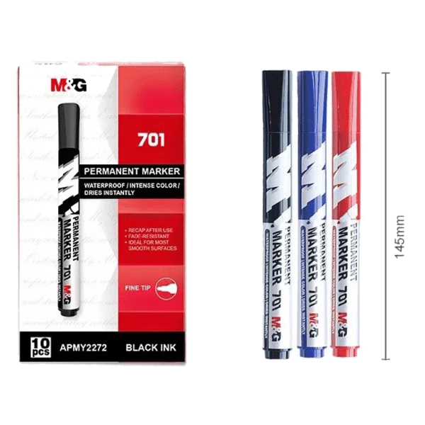 bút lông dầu m&g 701 xanh dương, đỏ, đen chính hãng vpp bến tre