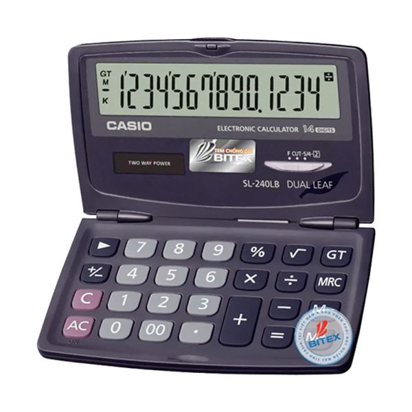 Máy Tính Nắp Gập Casio SL-240LB 14 Số – VPP Bến Tre