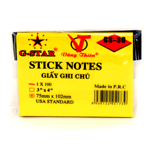 Giấy Note Vàng 3x4 G-Star 100 Tờ/Xấp