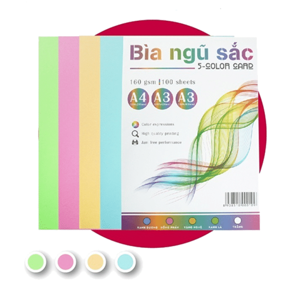 Mua Bìa Màu A3 Ngũ Sắc 160gsm Loại Chính Hãng Tại VPP Bến Tre
