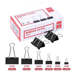 Mua kẹp bướm Deli màu đen size 15mm, 19mm, 25mm, 32mm, 41mm và 51mm giá rẻ tại VPP Bến Tre