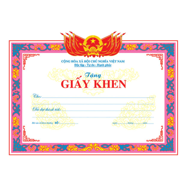 In Giấy Khen, Bằng Khen, Giấy Chứng Nhận giá rẻ tại vpp bến tre