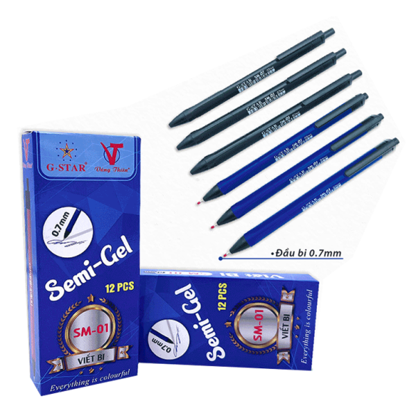 Hộp 12 cây Bút Bi Lưỡng Mực (Semi-Gel) G-Star SM-01 Ngòi 0.7MM giá rẻ tại VPP Bến Tre