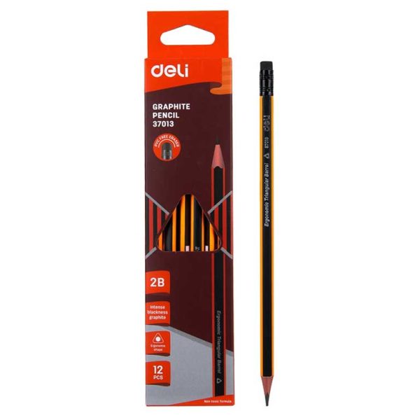 Hộp 12 Bút Chì 2B Deli 37013 Có Gôm Giá Rẻ Tại VPP Bến Tre