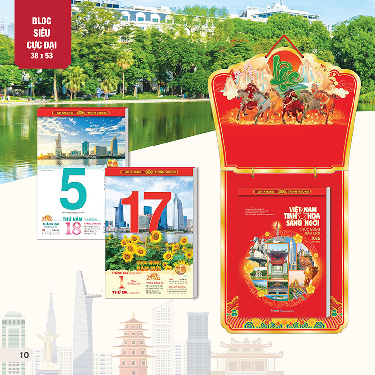 Bộ Lịch Bloc Siêu Cực Đại 38x53CM, Giấy Couché Matt 60Gsm