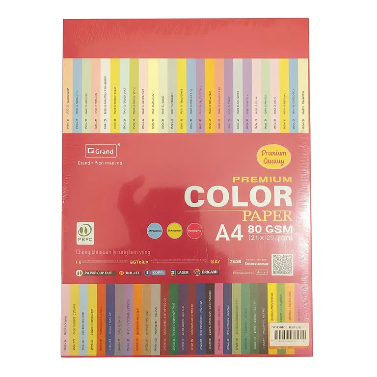 Giấy A4 Grand 80Gsm Màu Đặc Biệt (Xấp 500 Tờ)