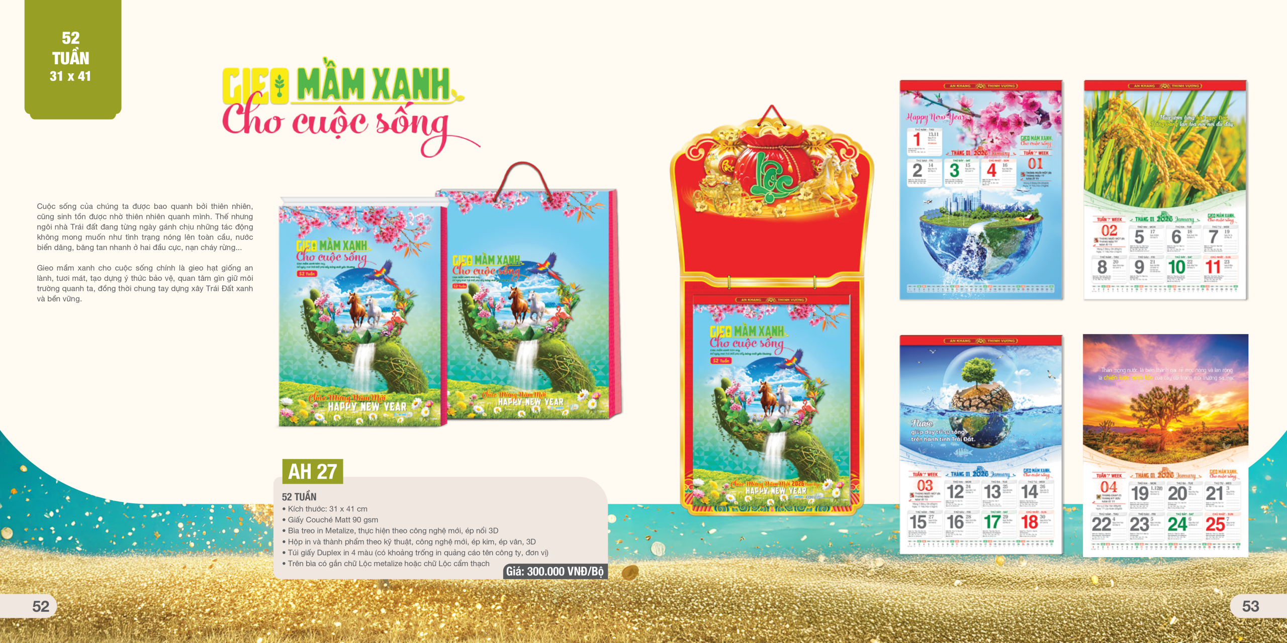 Chủ đề chính của bộ lịch treo tường 52 tờ: Gieo Mầm Xanh Cho Cuộc Sống