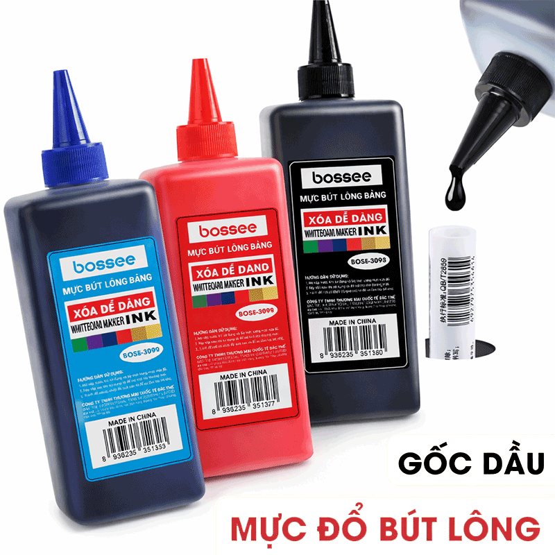 Mực Bút Lông Bảng BOSSEE chai 500ml chính hãng tại VPP Bến Tre