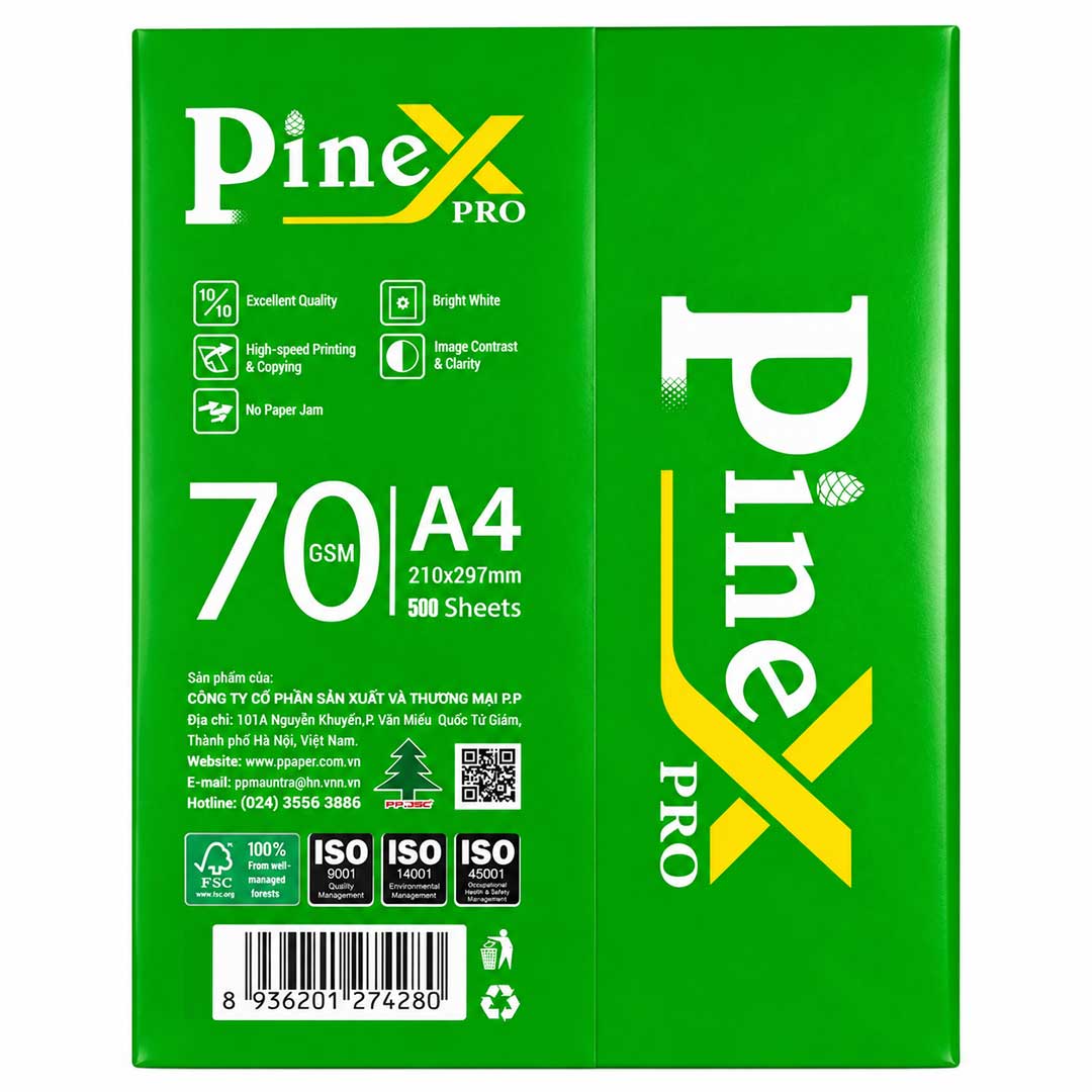 Thùng 5 Ream Giấy A4 Pine X Pro 70gsm giá rẻ tại VPP Bến Tre