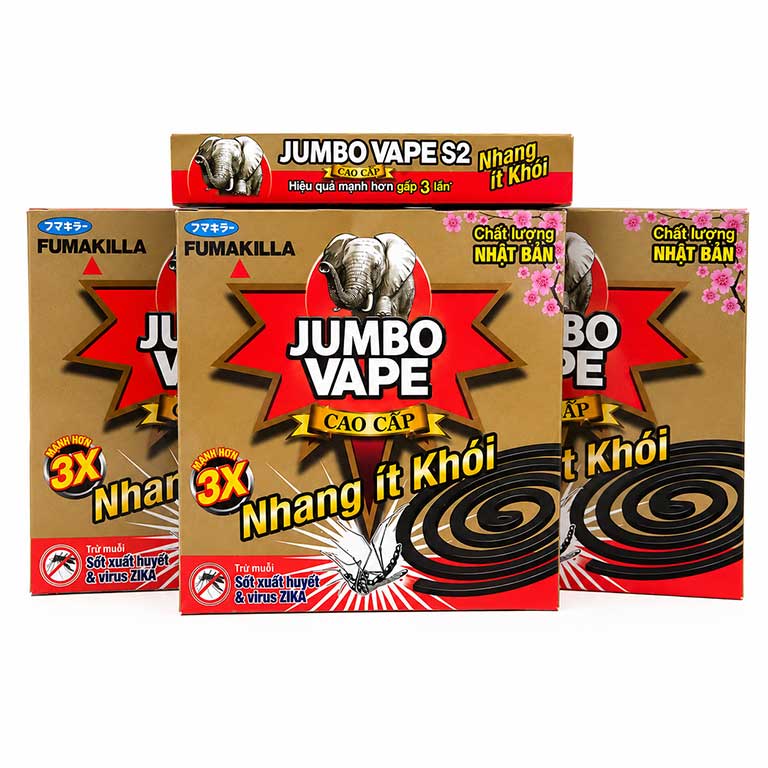 Hộp 10 Khoanh Nhang Muỗi Ít Khói Jumbo Vape S2 chính hãng giá sỉ tại VPP Bến Tre