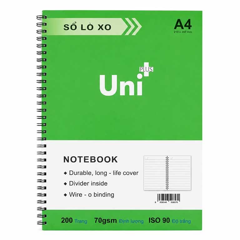 Sổ Lò Xo A4 200 Trang, Giấy Kẻ Ngang 70Gsm giá sỉ tại VPP Bến Tre