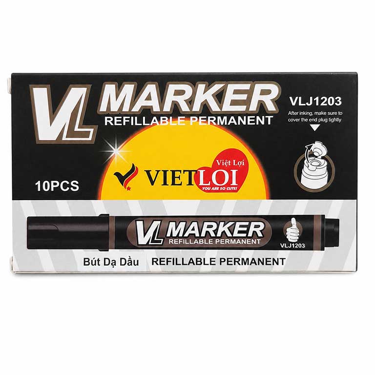 VLJ-1203 Bút Lông Dầu Có Nút Thay Mực Tiện Lợi