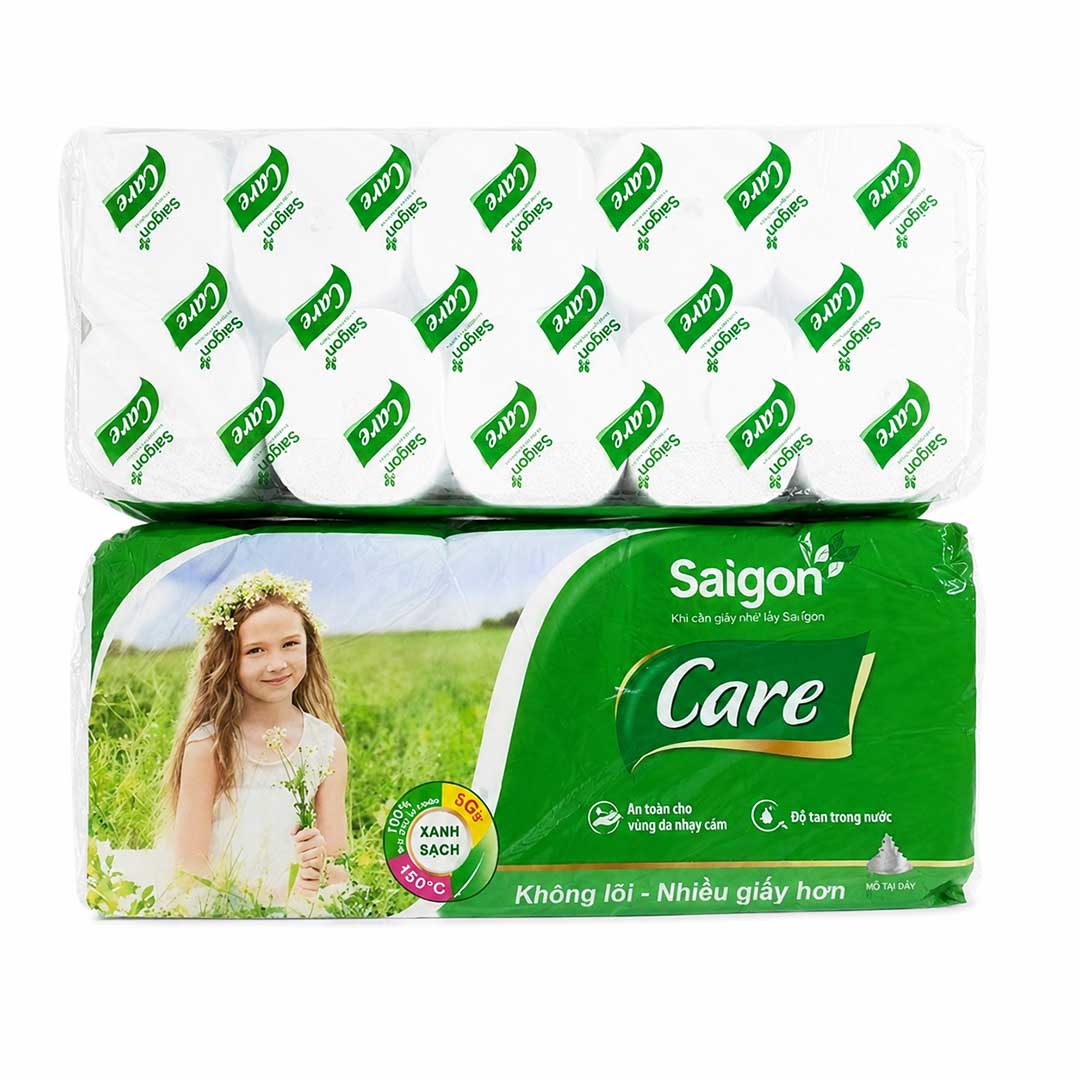 Lốc 12 Cuộn Giấy Vệ Sinh Saigon Care 2 Lớp, Không Lõi giá sỉ tại VPP Bến Tre