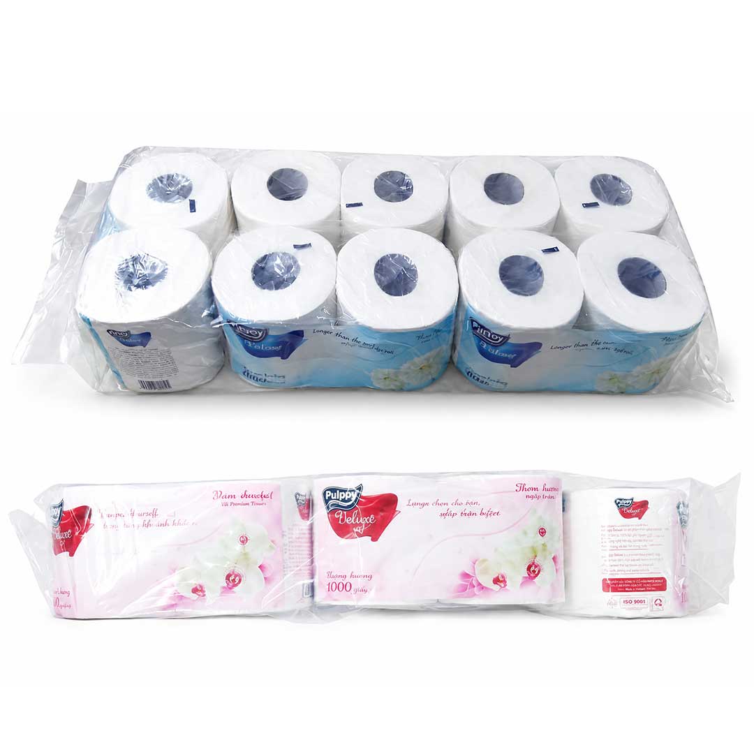 Giấy Vệ Sinh Pulppy Velvet Cây 10 Cuộn (Xanh/Hồng)