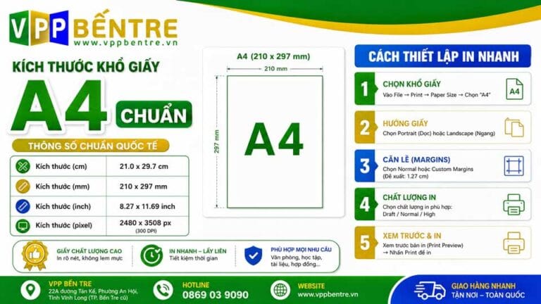 Kích Thước Khổ Giấy A4 Chuẩn & Cách Thiết Lập In Nhanh