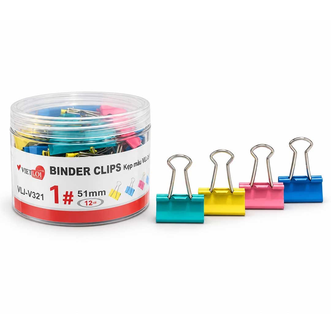 Hộp 12 Cái Kẹp Bướm 51mm Màu Pastel, Việt Lợi (VLJ-V321) giá rẻ tại VPP Bến Tre