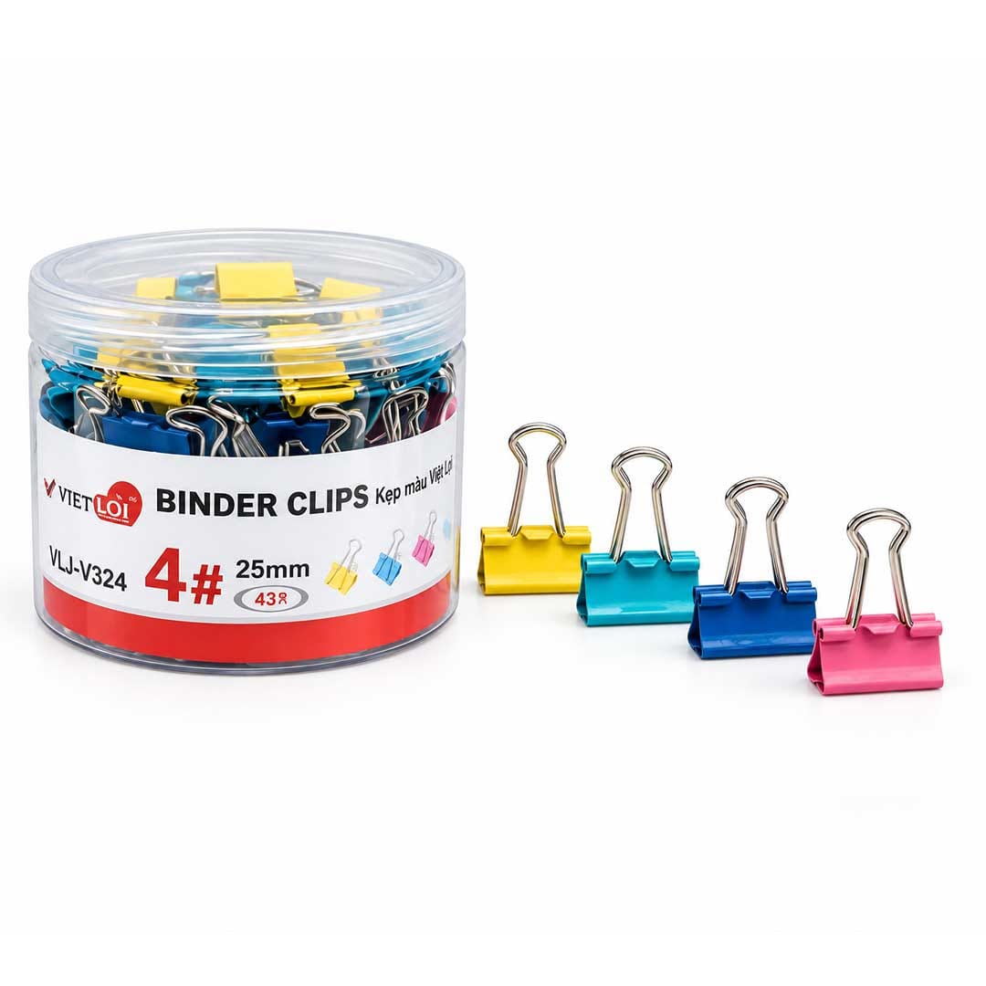 Hủ 43 Cái Kẹp Bướm 25mm Màu Pastel, Việt Lợi (VLJ-V324) giá rẻ tại VPP Bến Tre