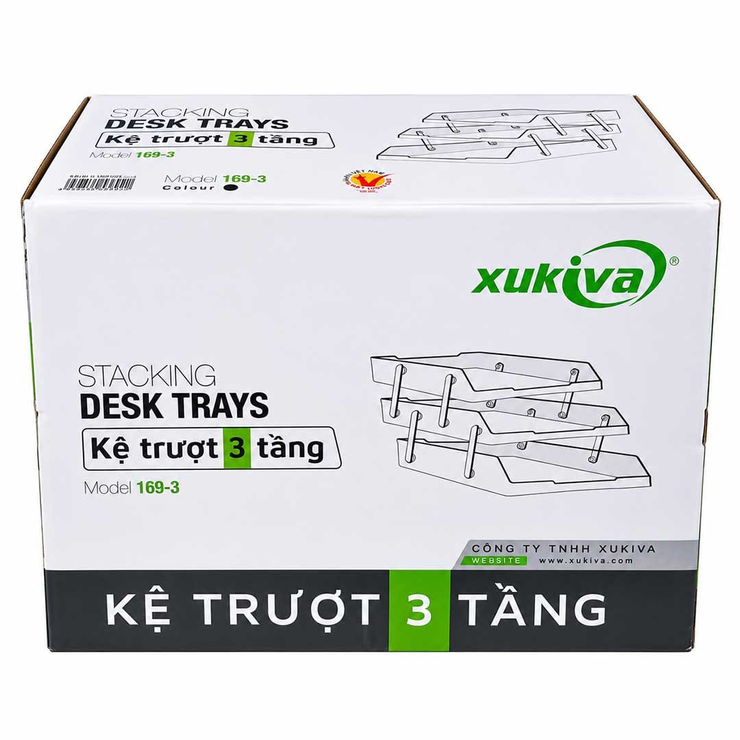 Kệ Trượt 3 Tầng Xukiva 169-3, nhựa đen, chính hãng, giá rẻ tại VPP Bến Tre