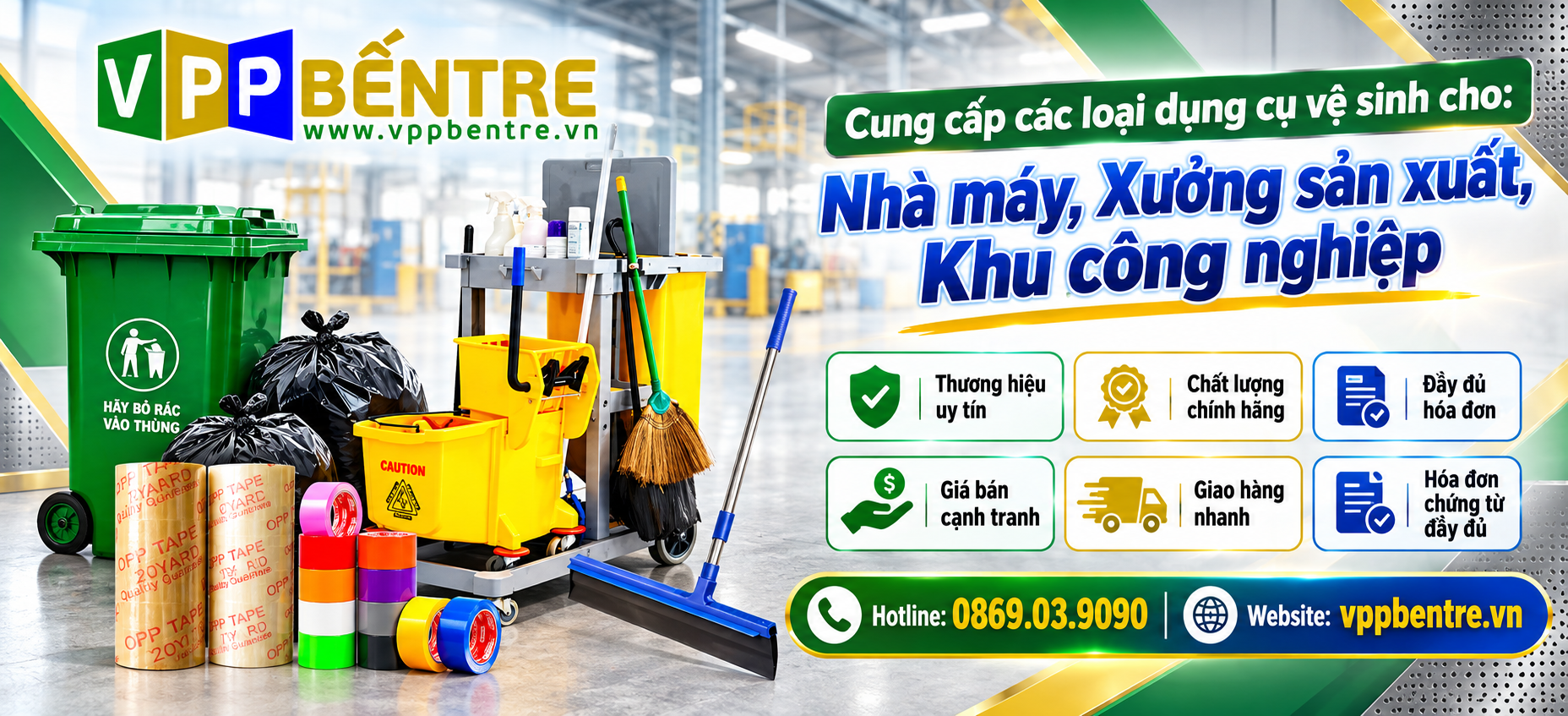 Mua các loại dụng cụ cho nhà máy, xưởng sản xuất, kcn giá rẻ tại VPP Bến Tre