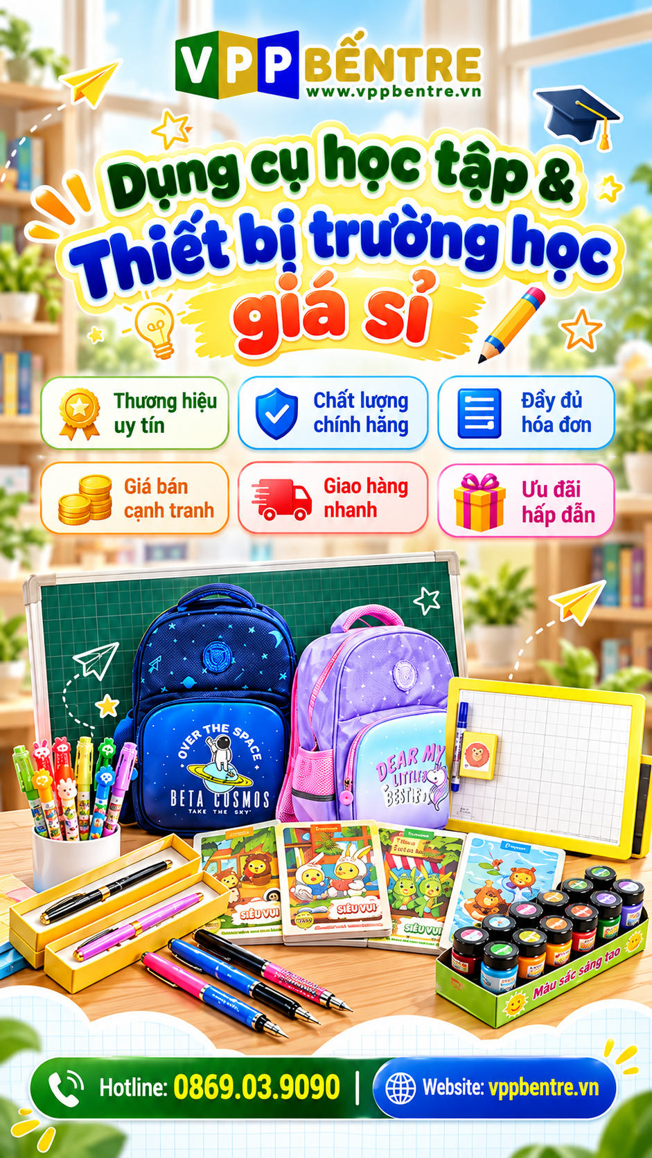 Mua dụng cụ học sinh giá rẻ tại VPP Bến Tre